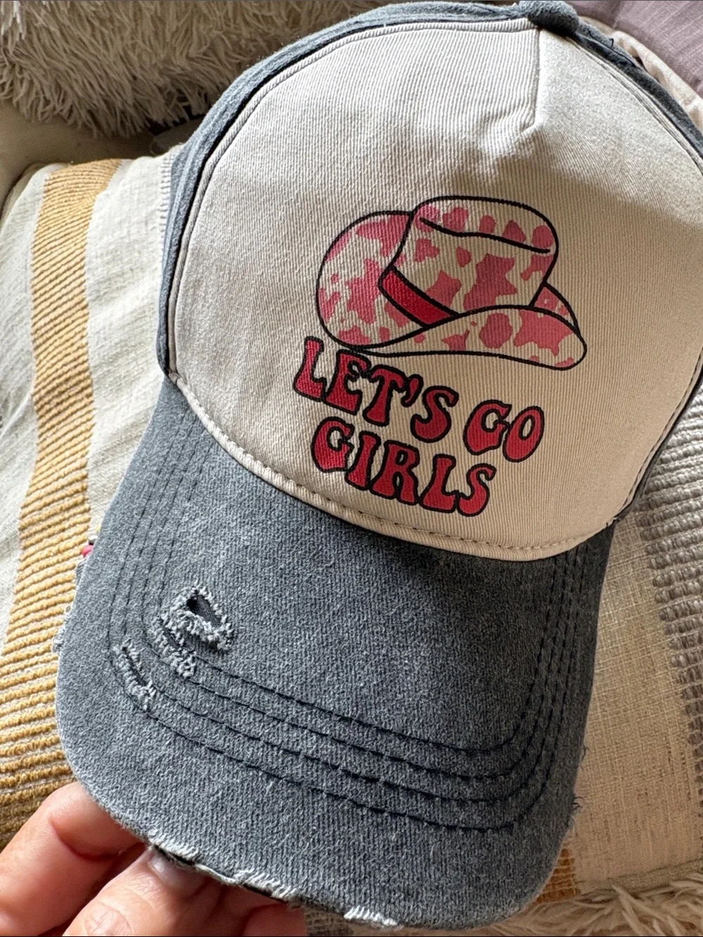 Let’s Go Girls Pink Camo Trucker Hat - Women's Casual Baseball Cap & Bracelet